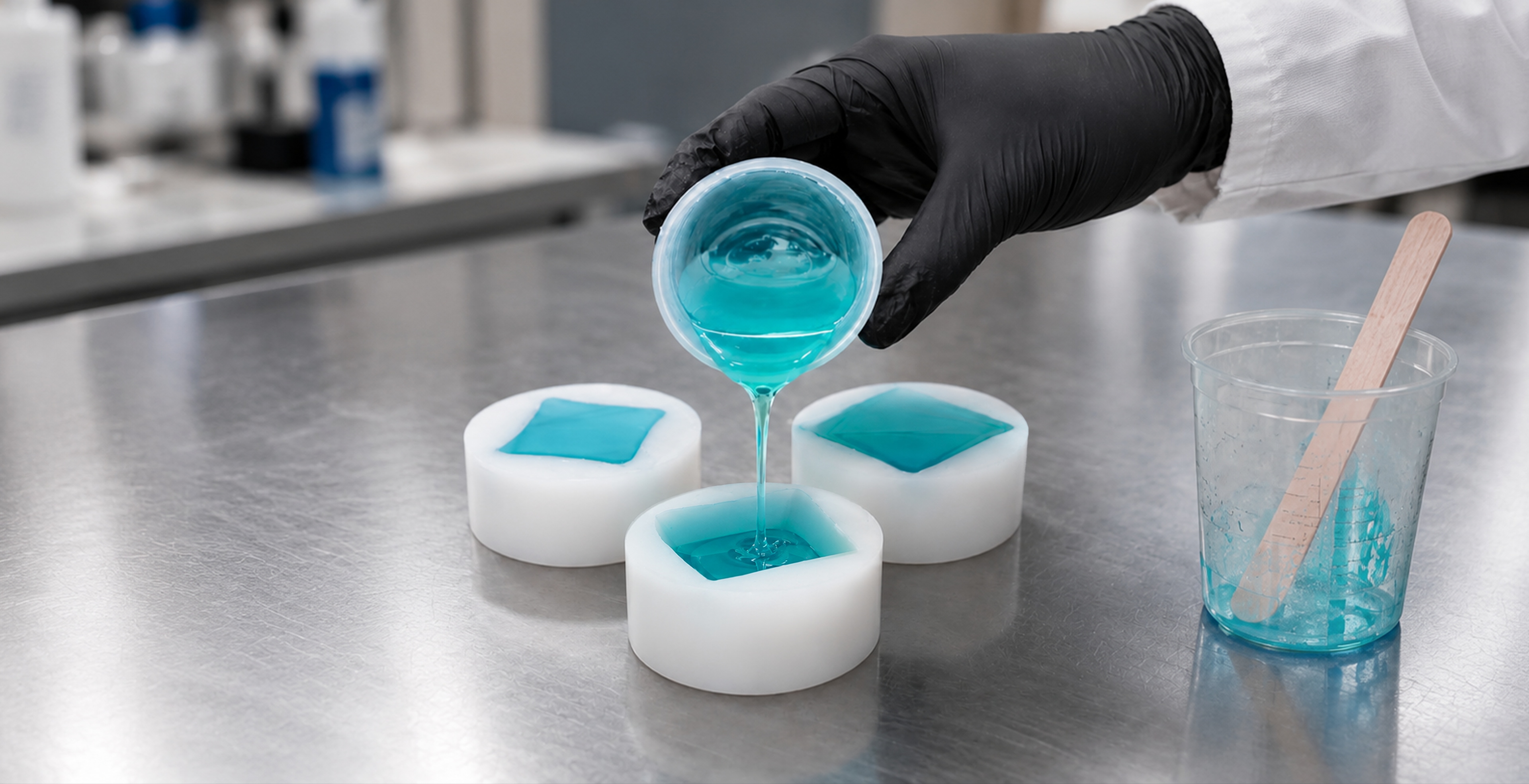 Colada de resina en moldes de silicona